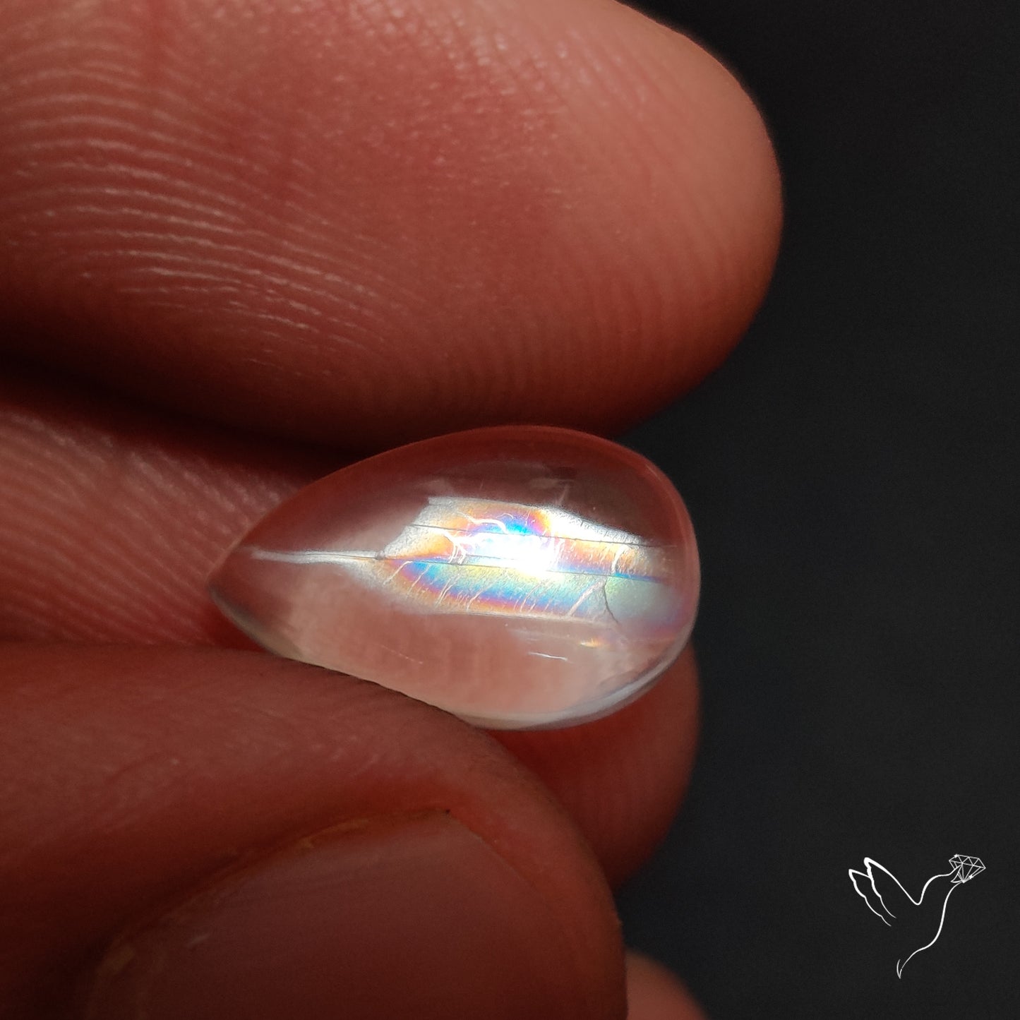 Rare Malawi Moonstone Cabochon Rainbow Fire Natural