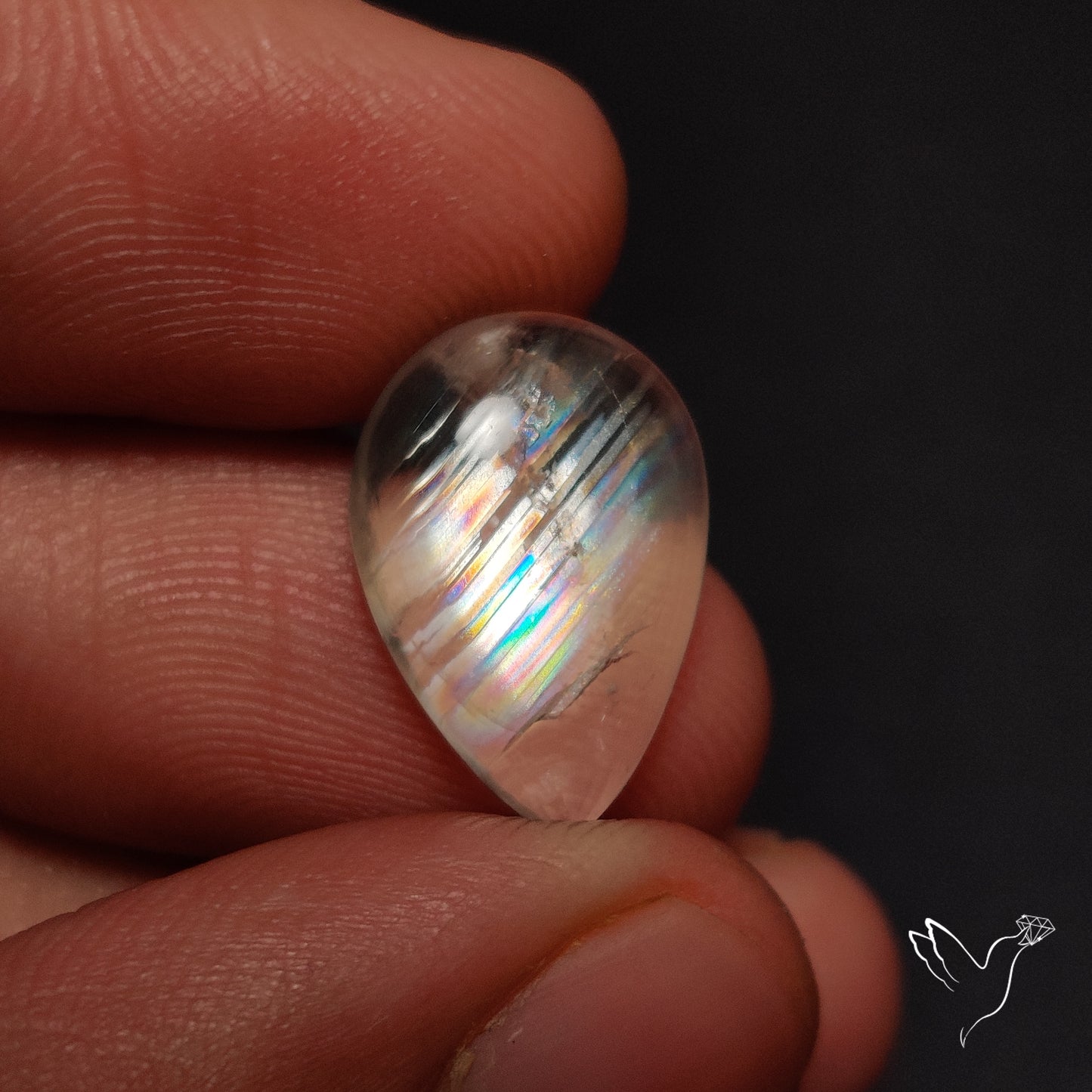 Rare Malawi Moonstone Cabochon Rainbow Fire Natural
