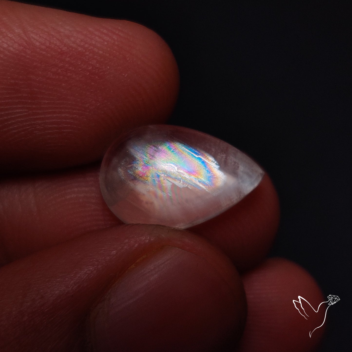 Rare Malawi Moonstone Cabochon Rainbow Fire Natural