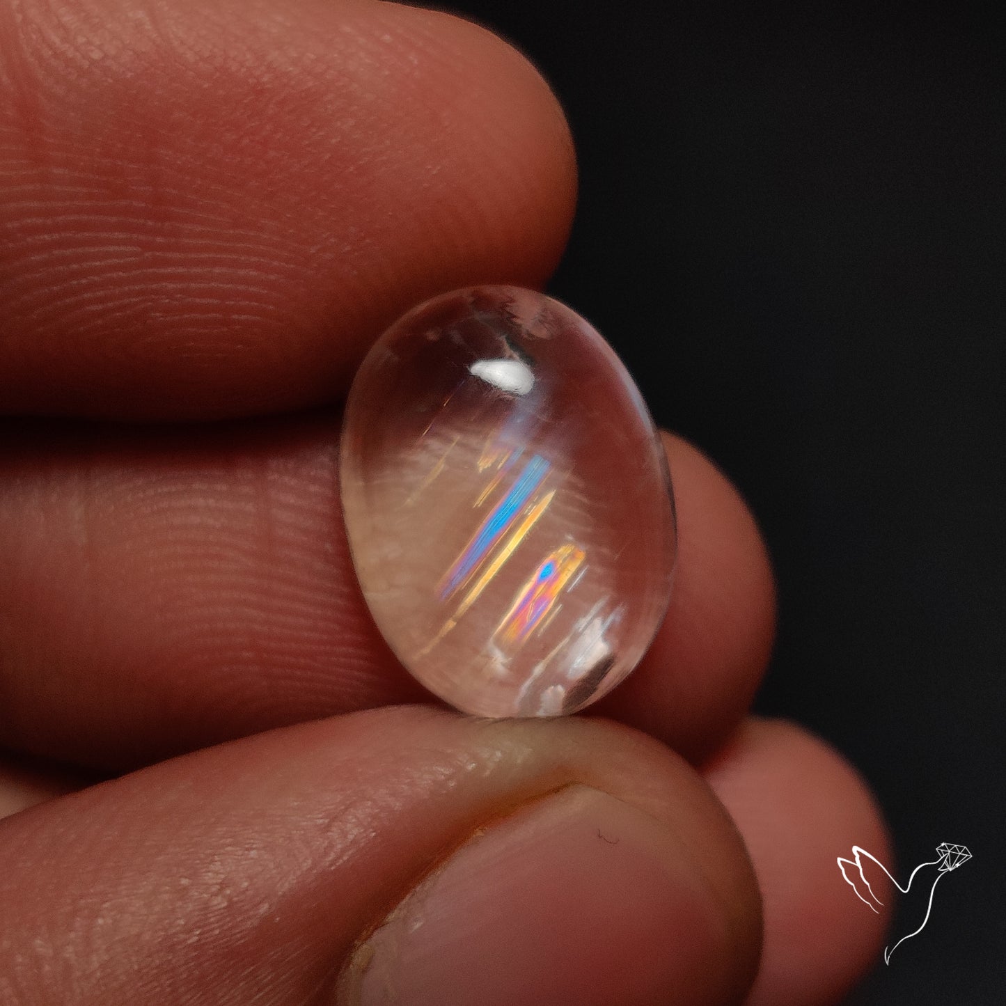 Rare Malawi Moonstone Cabochon Rainbow Fire Natural