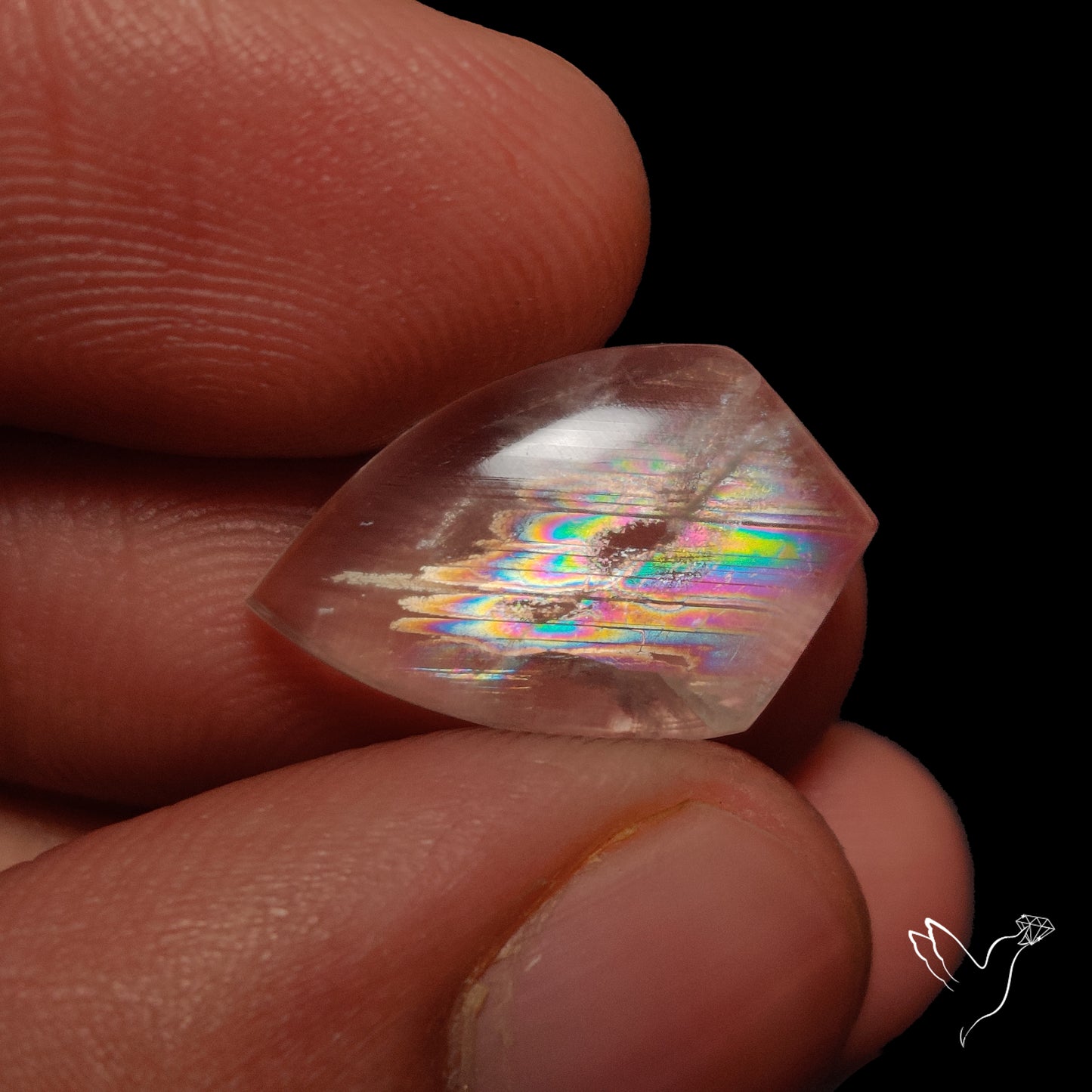 Rare Malawi Moonstone Cabochon Rainbow Fire Natural