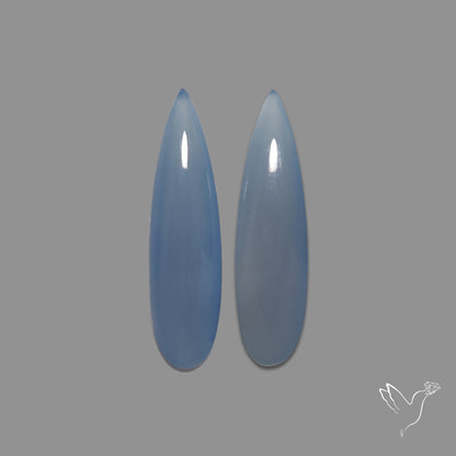 Namibian Blue Chalcedony Pair Natural Deep Lavender Blue