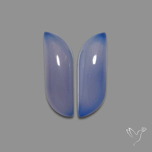 Namibian Blue Chalcedony Pair Natural Deep Lavender Blue