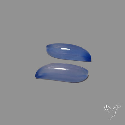 Namibian Blue Chalcedony Pair Natural Deep Lavender Blue