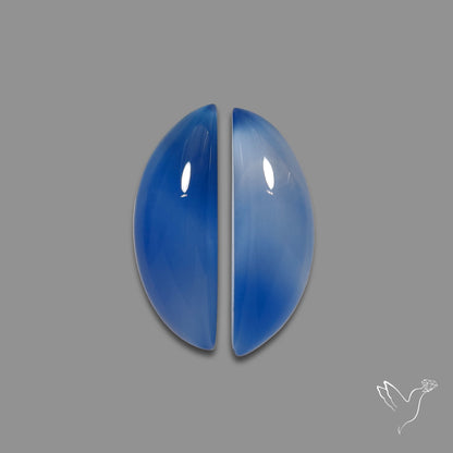 Namibian Blue Chalcedony Pair Natural Deep Lavender Blue