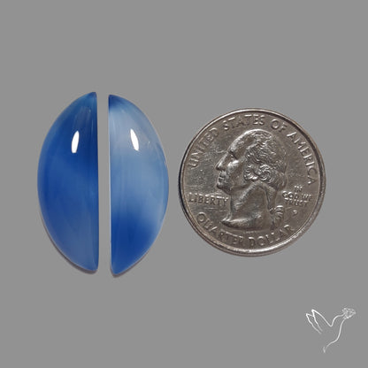 Namibian Blue Chalcedony Pair Natural Deep Lavender Blue