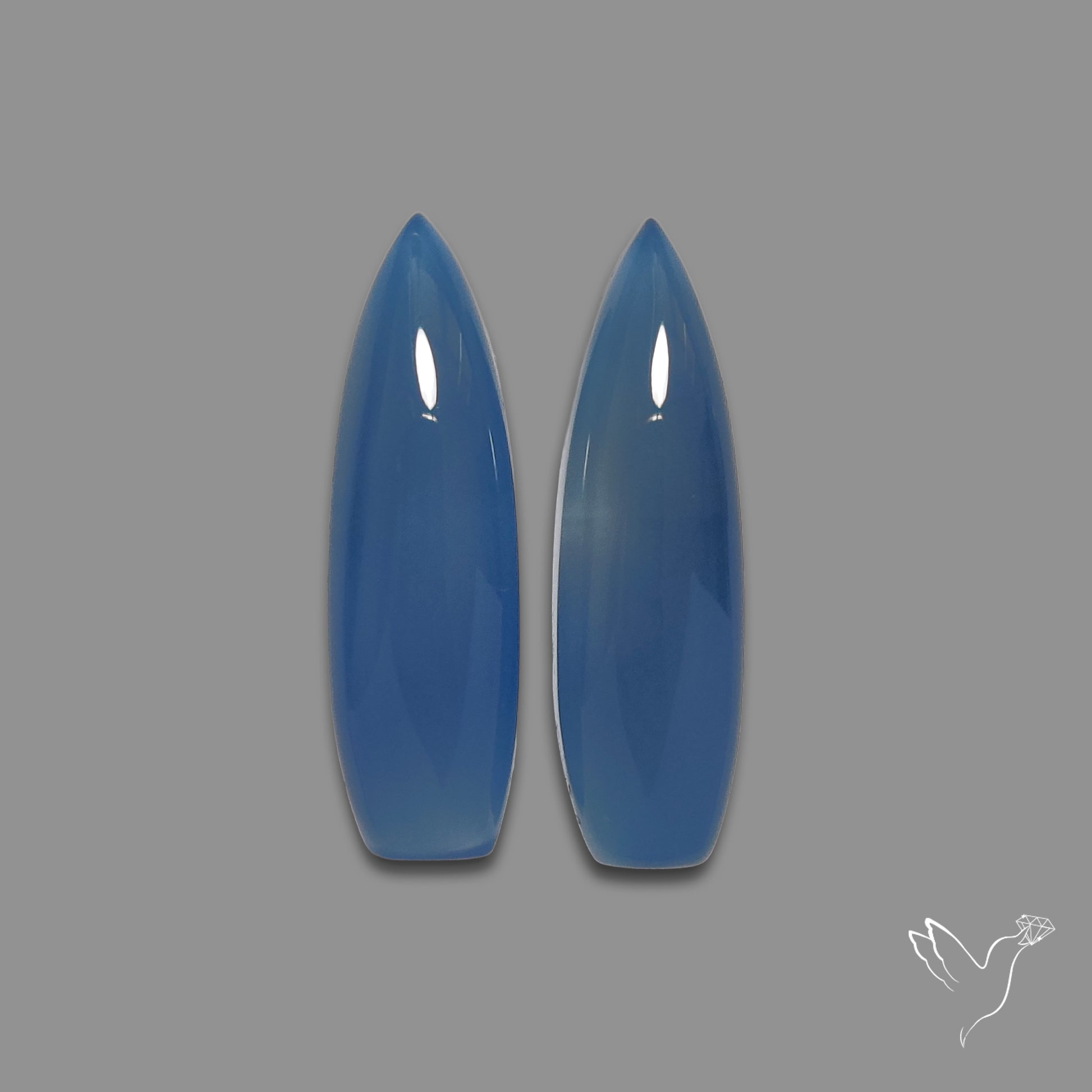 Namibian Blue Chalcedony Pair Natural Deep Lavender Blue
