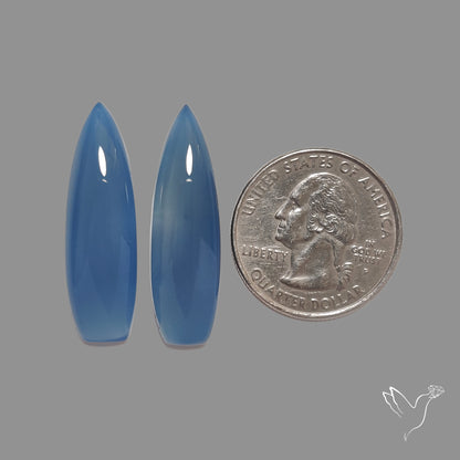 Namibian Blue Chalcedony Pair Natural Deep Lavender Blue