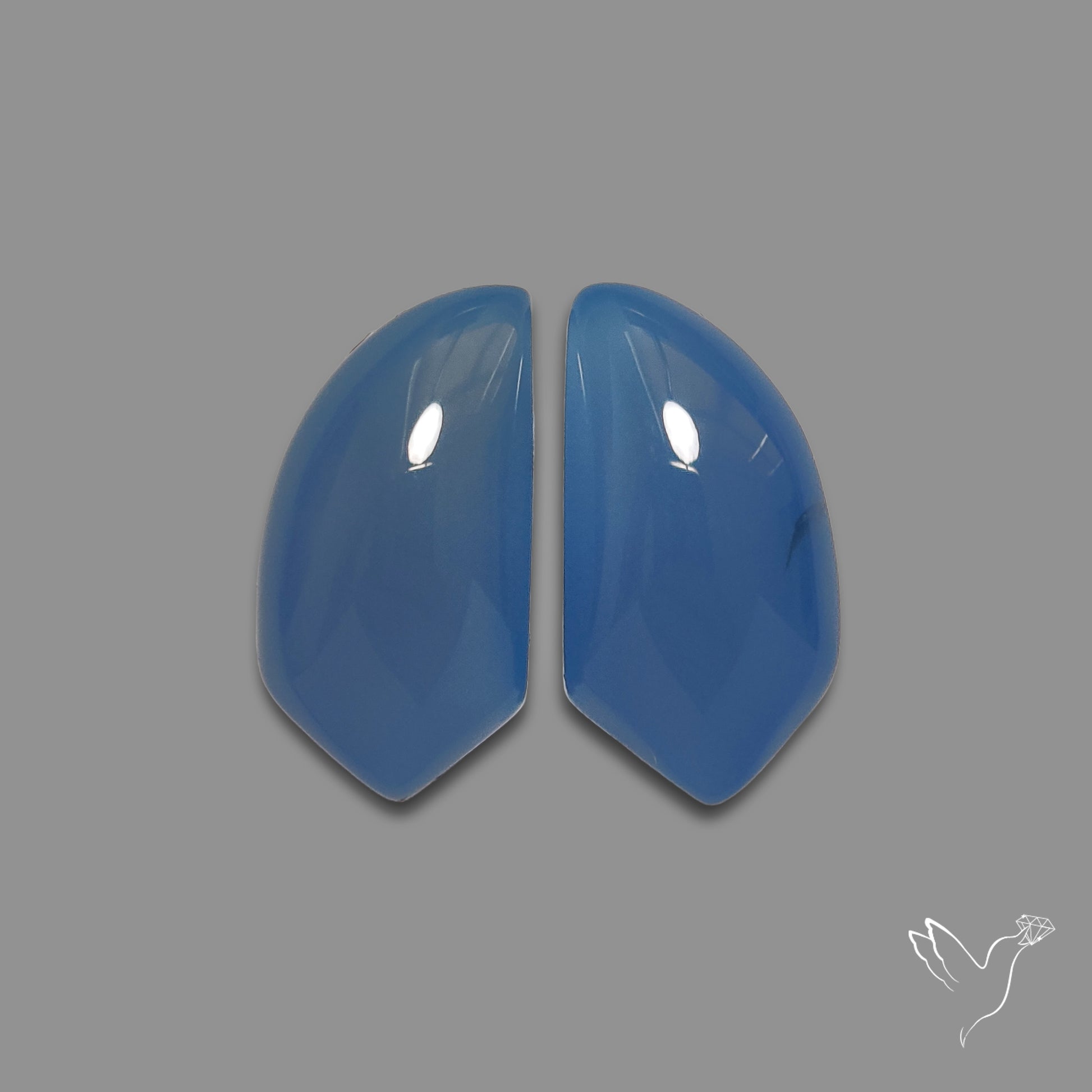 Namibian Blue Chalcedony Pair Natural Deep Lavender Blue