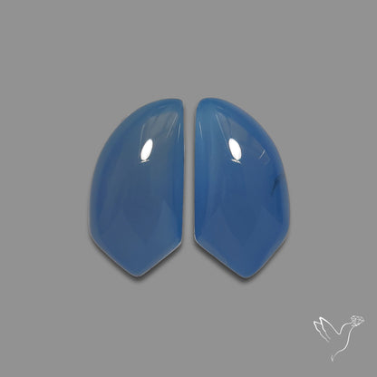 Namibian Blue Chalcedony Pair Natural Deep Lavender Blue