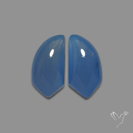 Namibian Blue Chalcedony Pair Natural Deep Lavender Blue