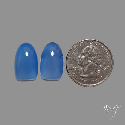 Namibian Blue Chalcedony Pair Natural Deep Lavender Blue