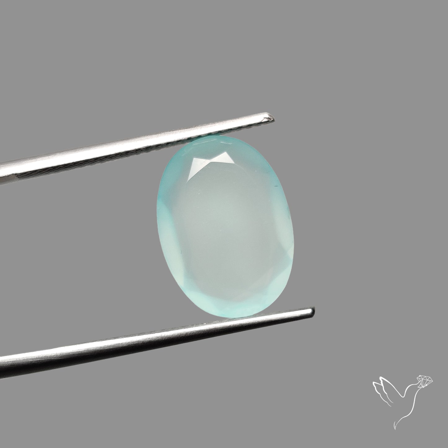 Portrait Cut Gem Aqua Chalcedony