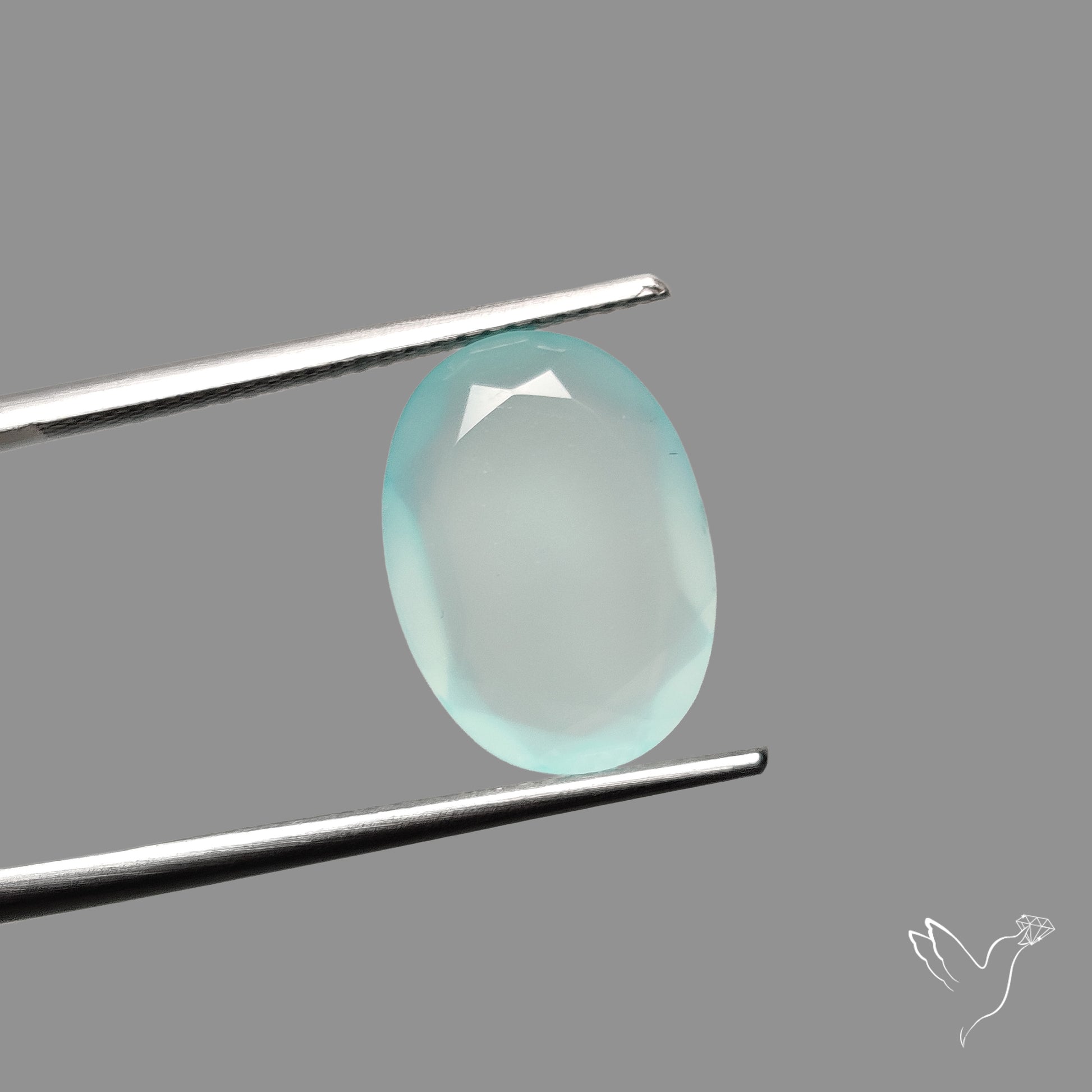 Portrait Cut Gem Aqua Chalcedony