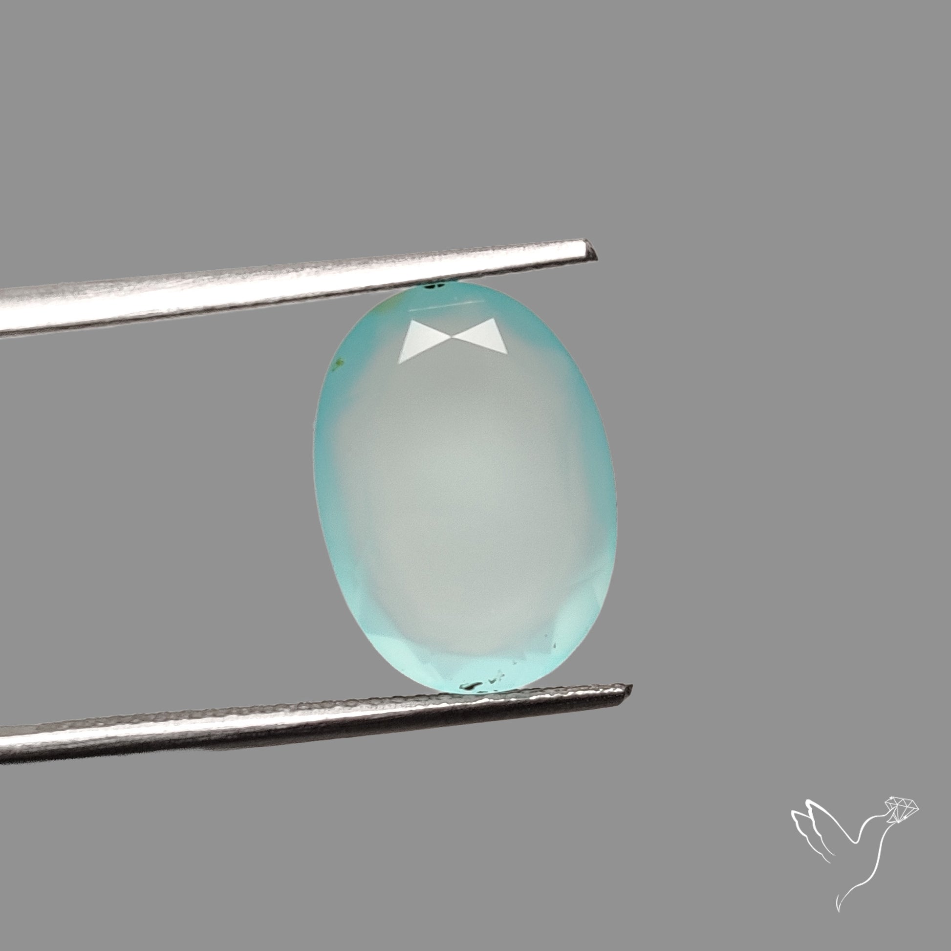 Portrait Cut Gem Aqua Chalcedony