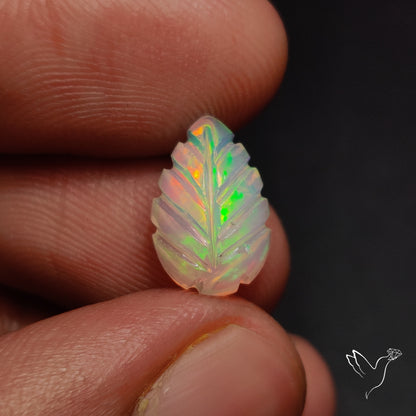 Ethiopian Welo Opal Leaf Carving Handcarved