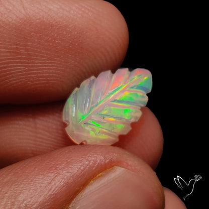 Ethiopian Welo Opal Leaf Carving Handcarved