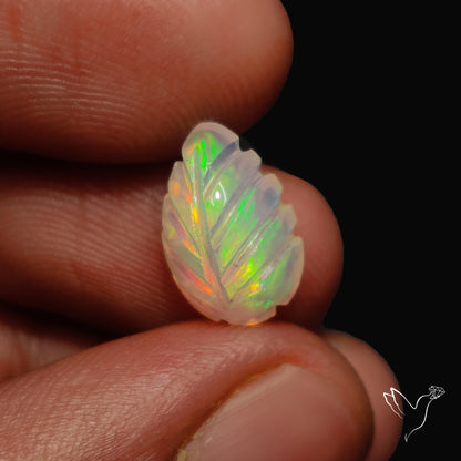 Ethiopian Welo Opal Leaf Carving Handcarved