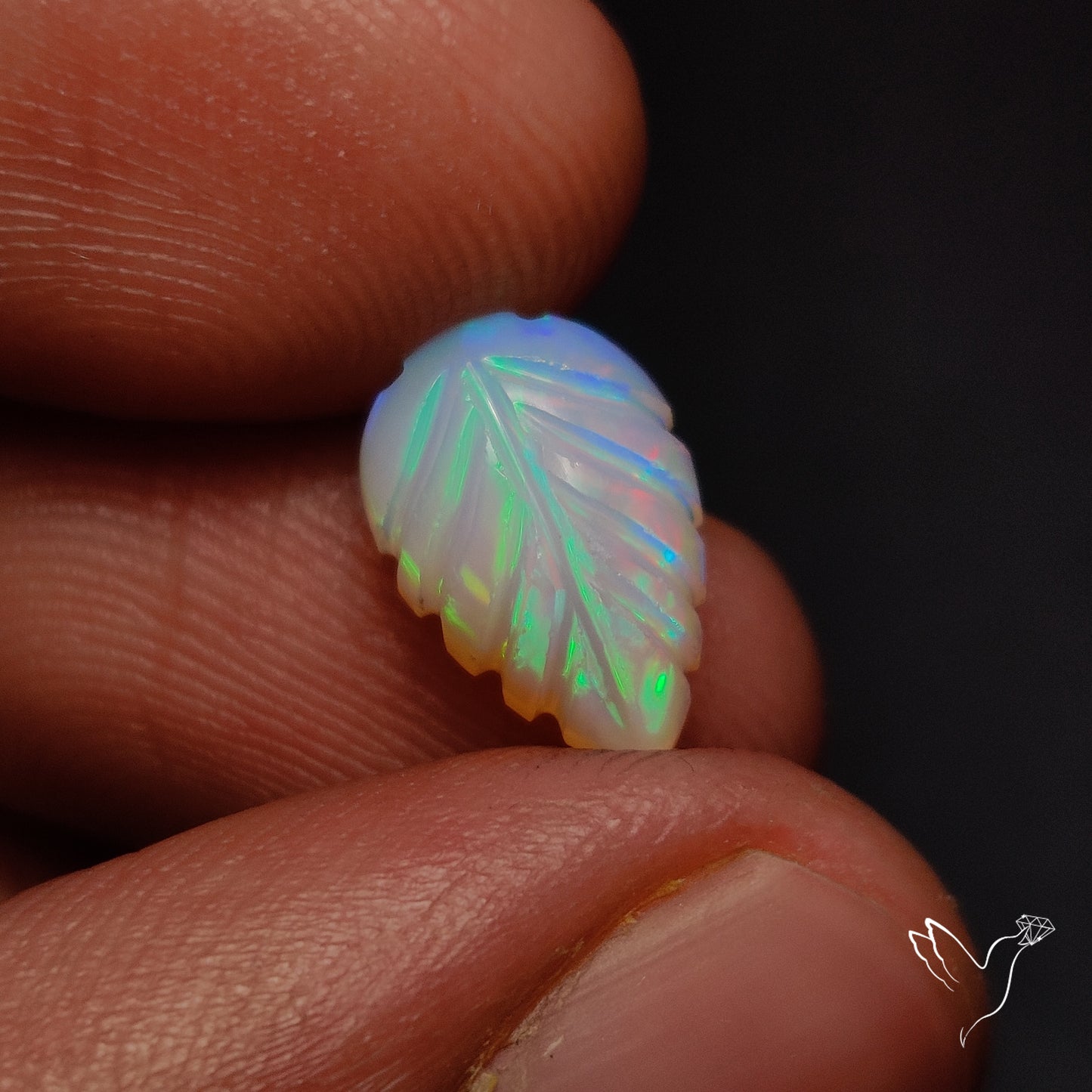Ethiopian Welo Opal Leaf Carving Handcarved