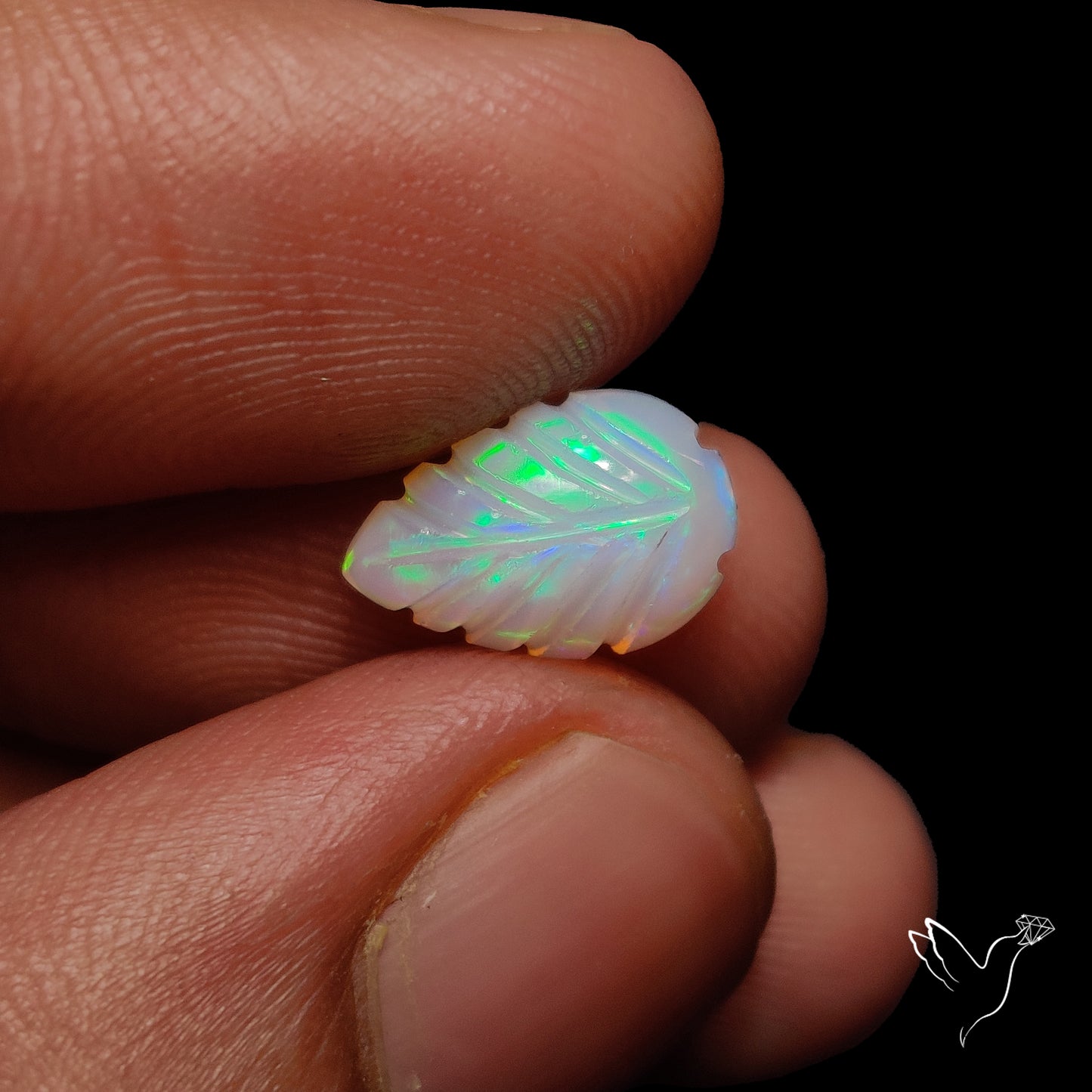 Ethiopian Welo Opal Leaf Carving Handcarved