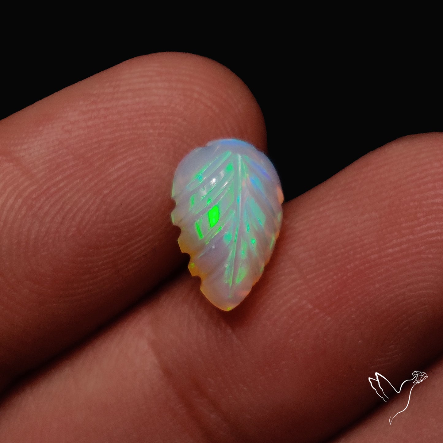 Ethiopian Welo Opal Leaf Carving Handcarved