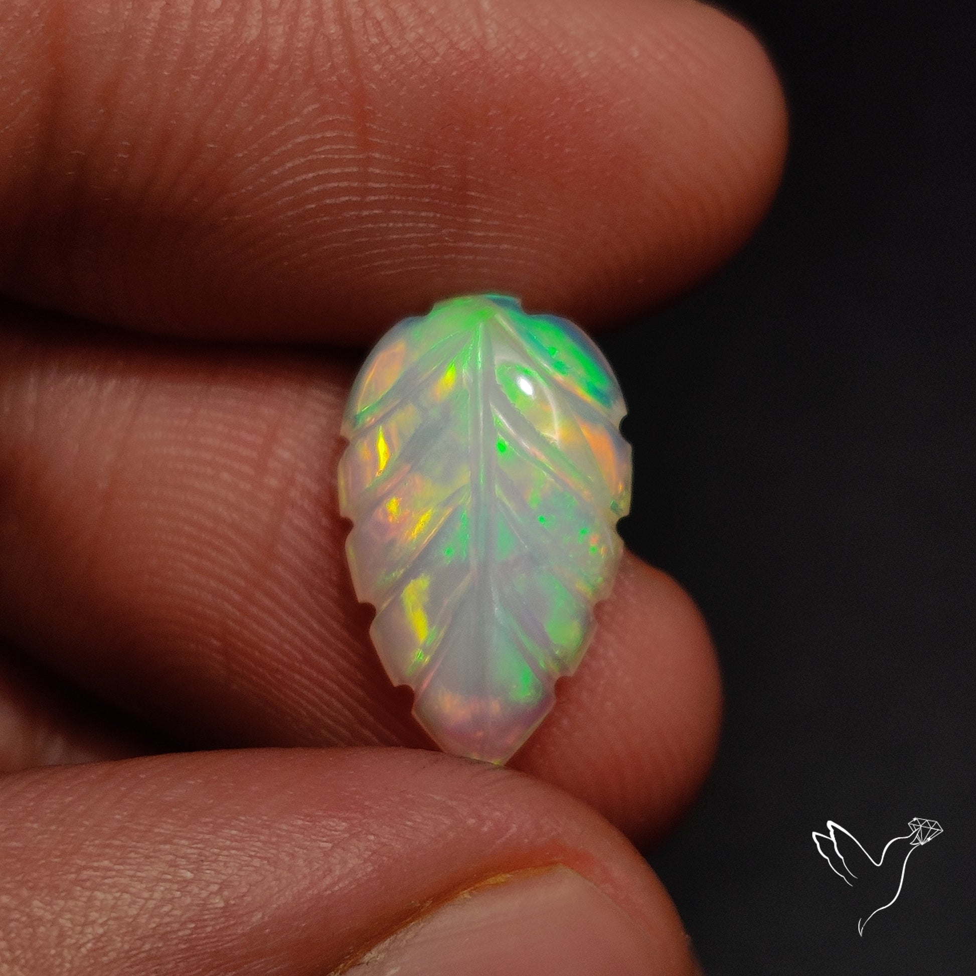 Ethiopian Welo Opal Leaf Carving Handcarved