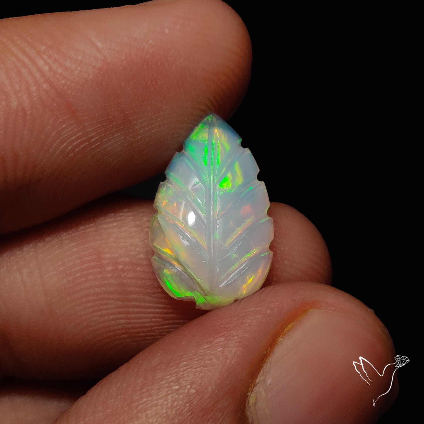 Ethiopian Welo Opal Leaf Carving Handcarved