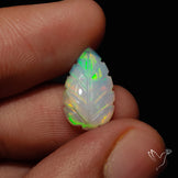 Ethiopian Welo Opal Leaf Carving Handcarved