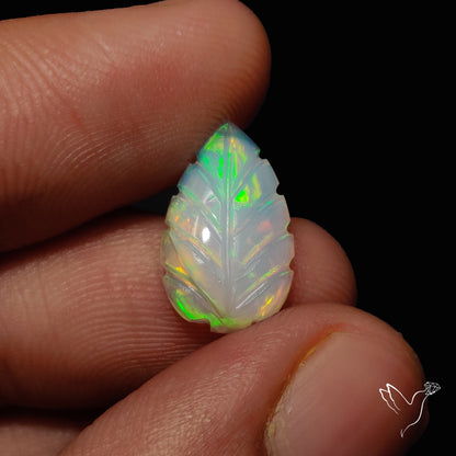 Ethiopian Welo Opal Leaf Carving Handcarved
