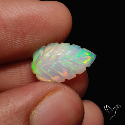 Ethiopian Welo Opal Leaf Carving Handcarved