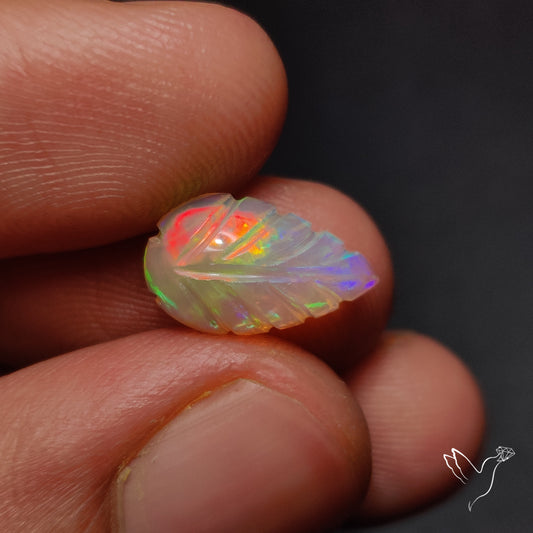 Ethiopian Welo Opal Leaf Carving Handcarved
