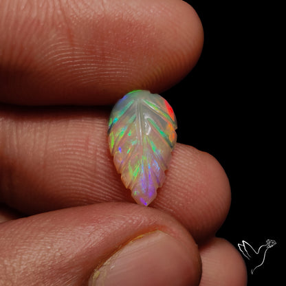 Ethiopian Welo Opal Leaf Carving Handcarved