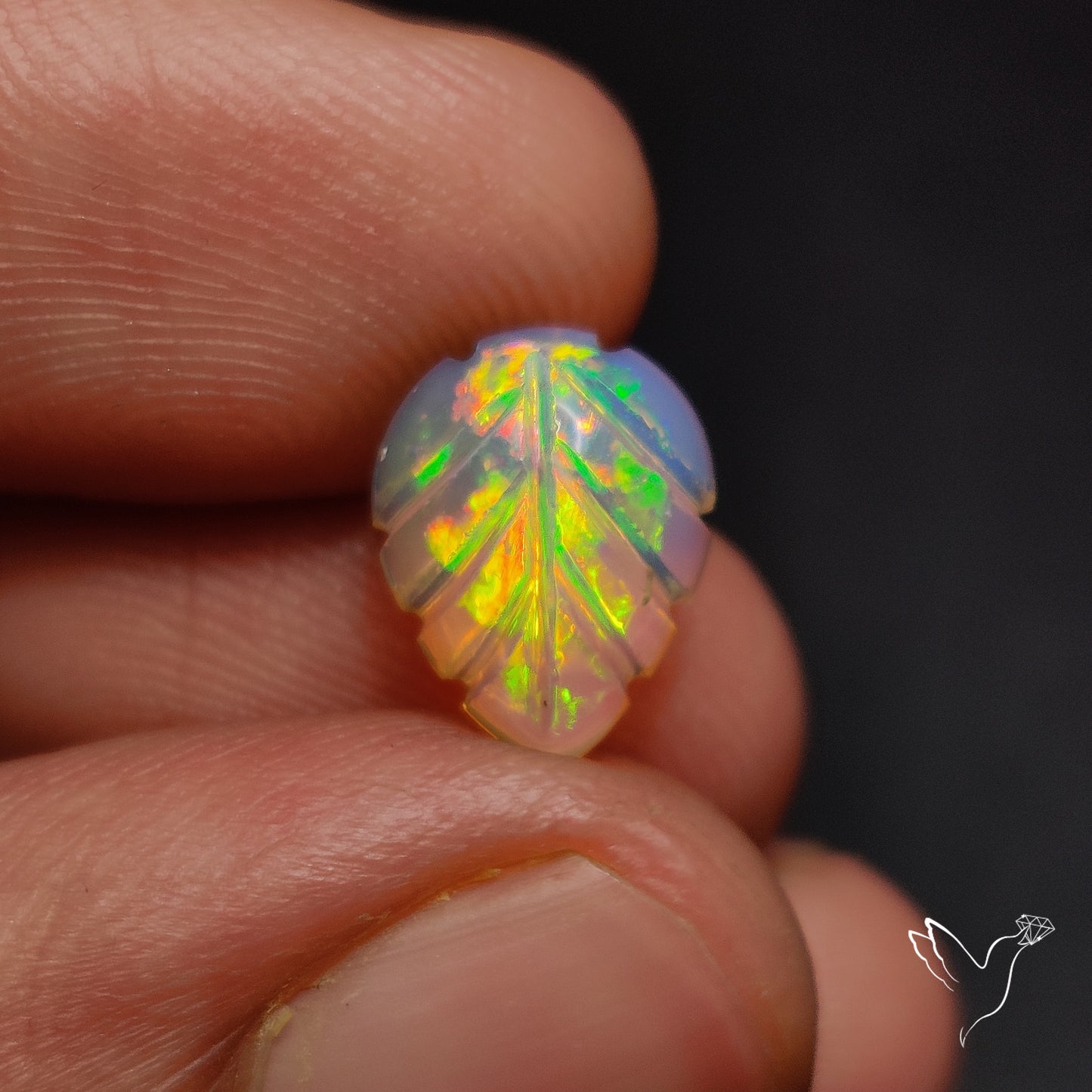 Ethiopian Welo Opal Leaf Carving Handcarved