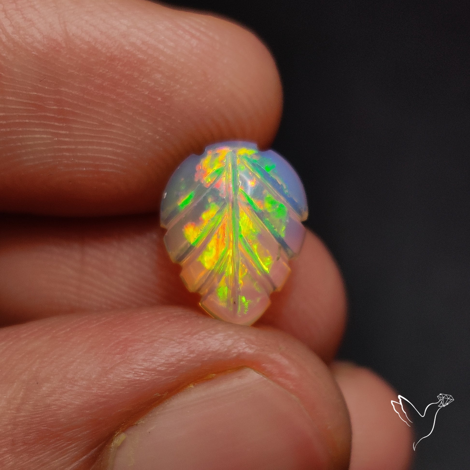 Ethiopian Welo Opal Leaf Carving Handcarved