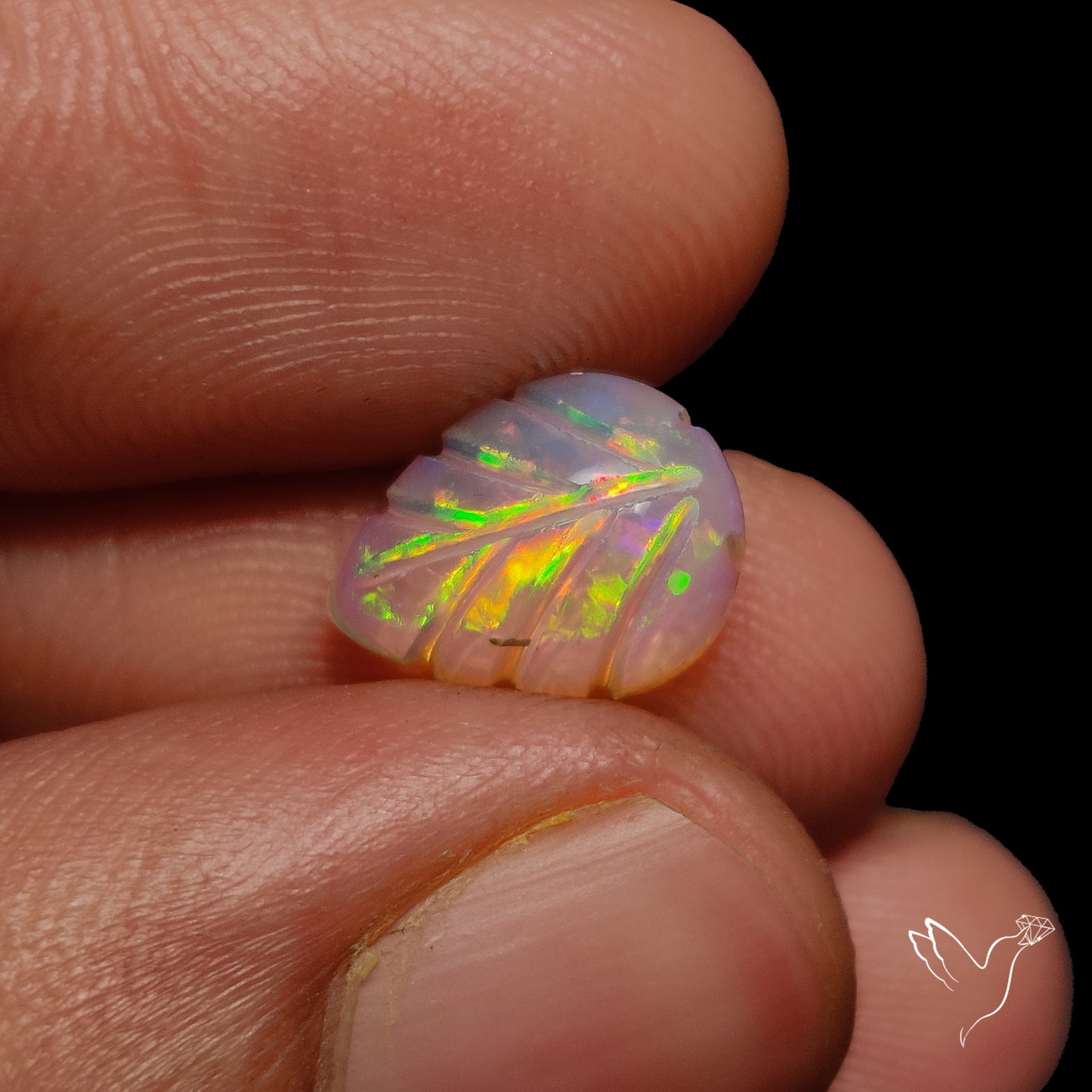 Ethiopian Welo Opal Leaf Carving Handcarved