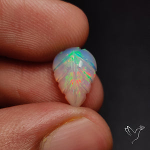 Ethiopian Welo Opal Leaf Carving Handcarved