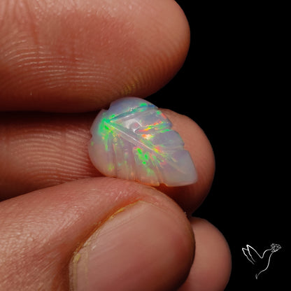 Ethiopian Welo Opal Leaf Carving Handcarved