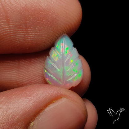 Ethiopian Welo Opal Leaf Carving Handcarved