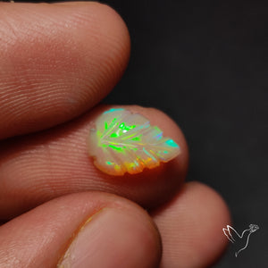 Ethiopian Welo Opal Leaf Carving Handcarved