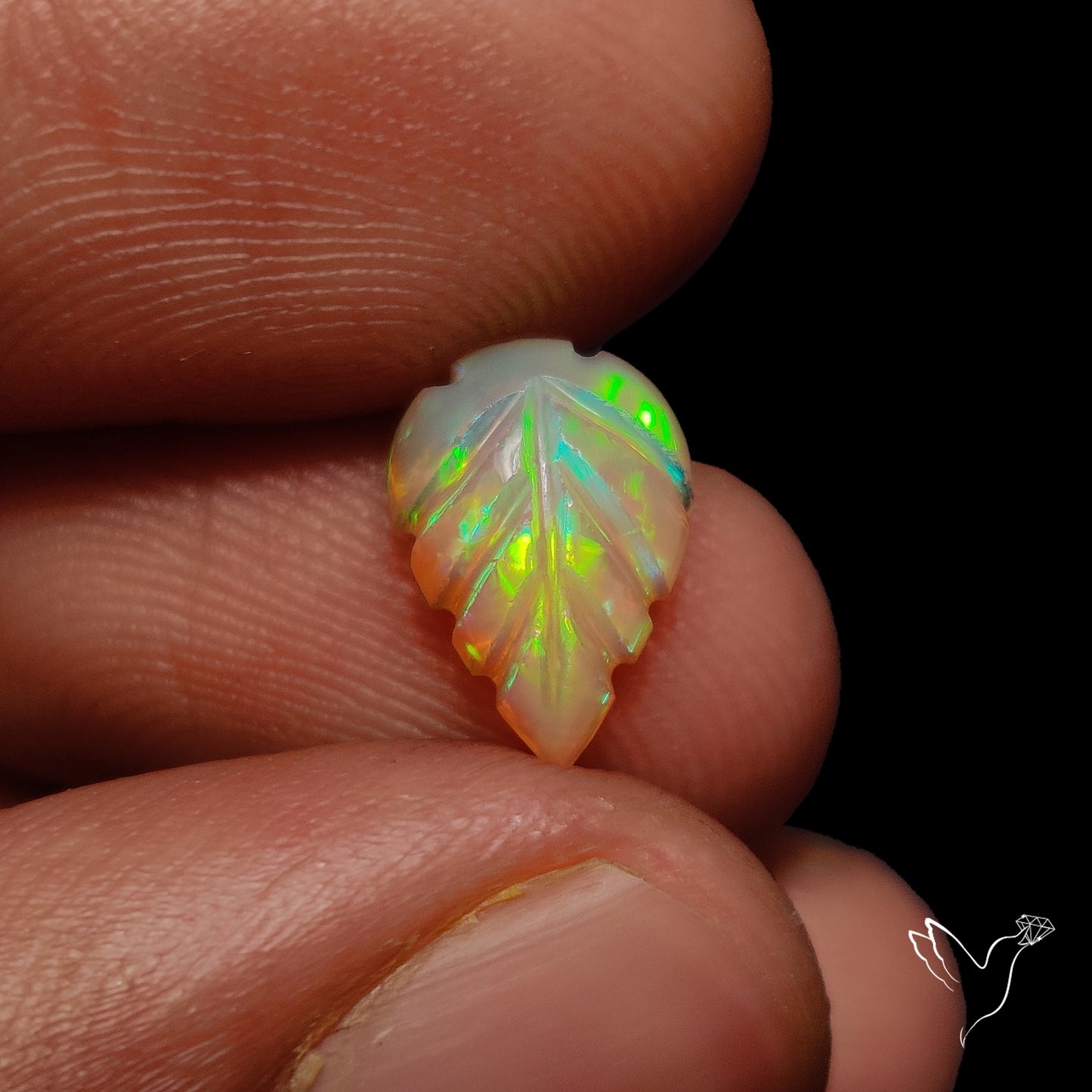 Ethiopian Welo Opal Leaf Carving Handcarved