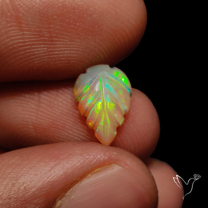 Ethiopian Welo Opal Leaf Carving Handcarved