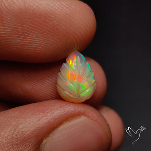 Ethiopian Welo Opal Leaf Carving Handcarved