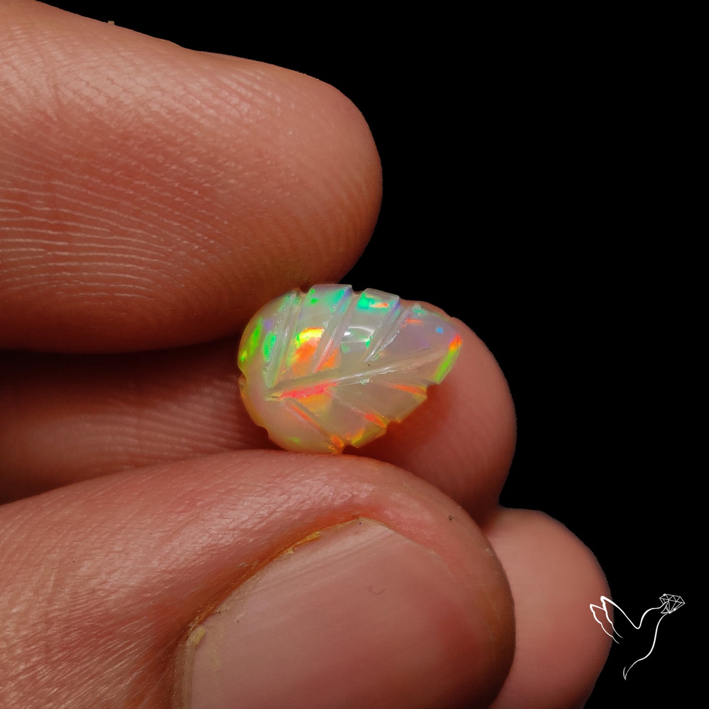 Ethiopian Welo Opal Leaf Carving Handcarved