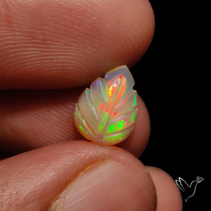 Ethiopian Welo Opal Leaf Carving Handcarved