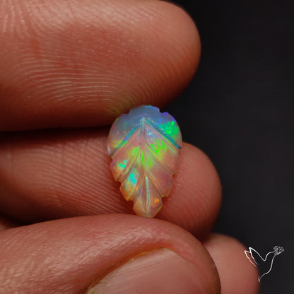 Ethiopian Welo Opal Leaf Carving Handcarved