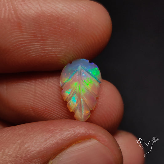 Ethiopian Welo Opal Leaf Carving Handcarved