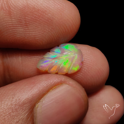 Ethiopian Welo Opal Leaf Carving Handcarved