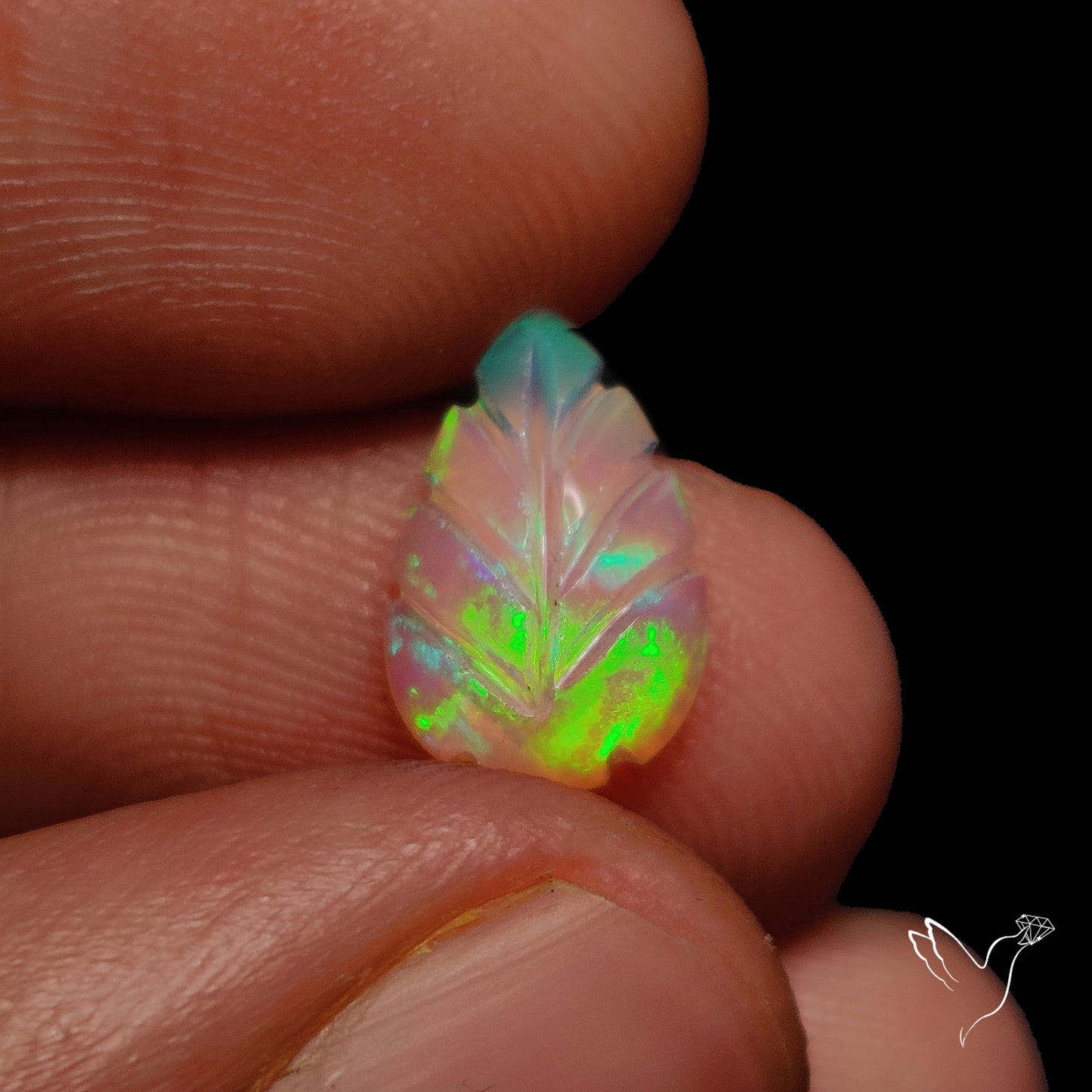 Ethiopian Welo Opal Leaf Carving Handcarved