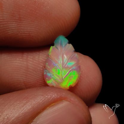 Ethiopian Welo Opal Leaf Carving Handcarved