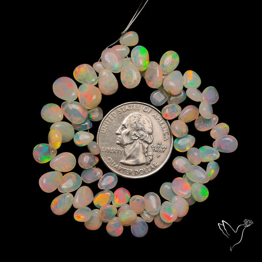 Ethiopian Opal Flat Drop Beads Plain Briolette Double Sided